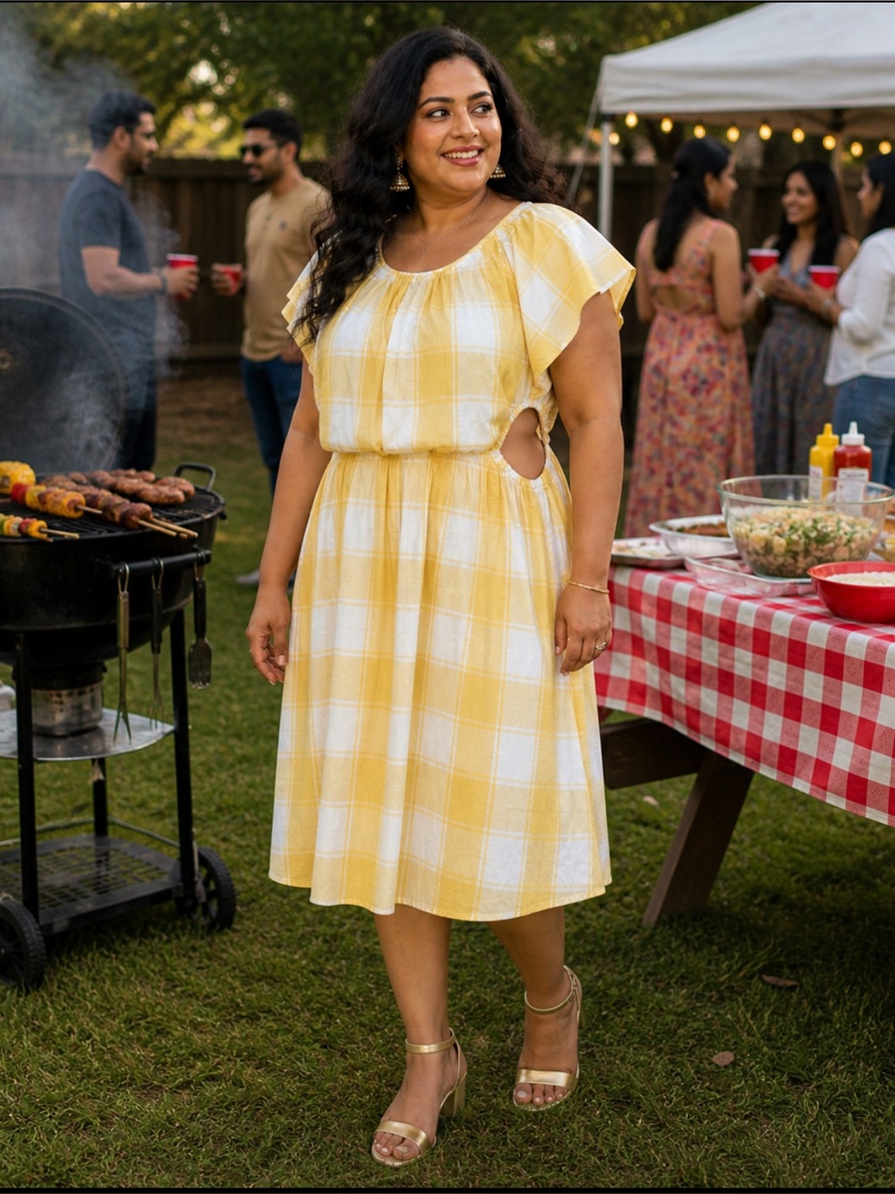 A.N.A. (A New Approach) Yellow Plaid Midi Dress – NWT | 1X